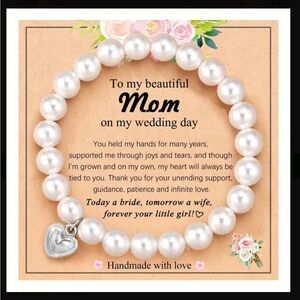 Women’s Wedding Faux Pearl Favor Bracelet-Mom